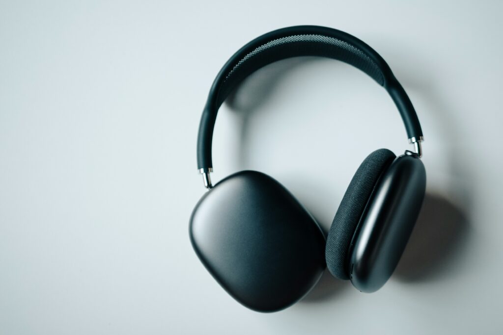 airpod max on gray background
